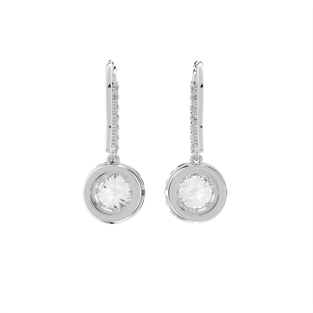 18K Round Diamond Drop Earrings — BACK