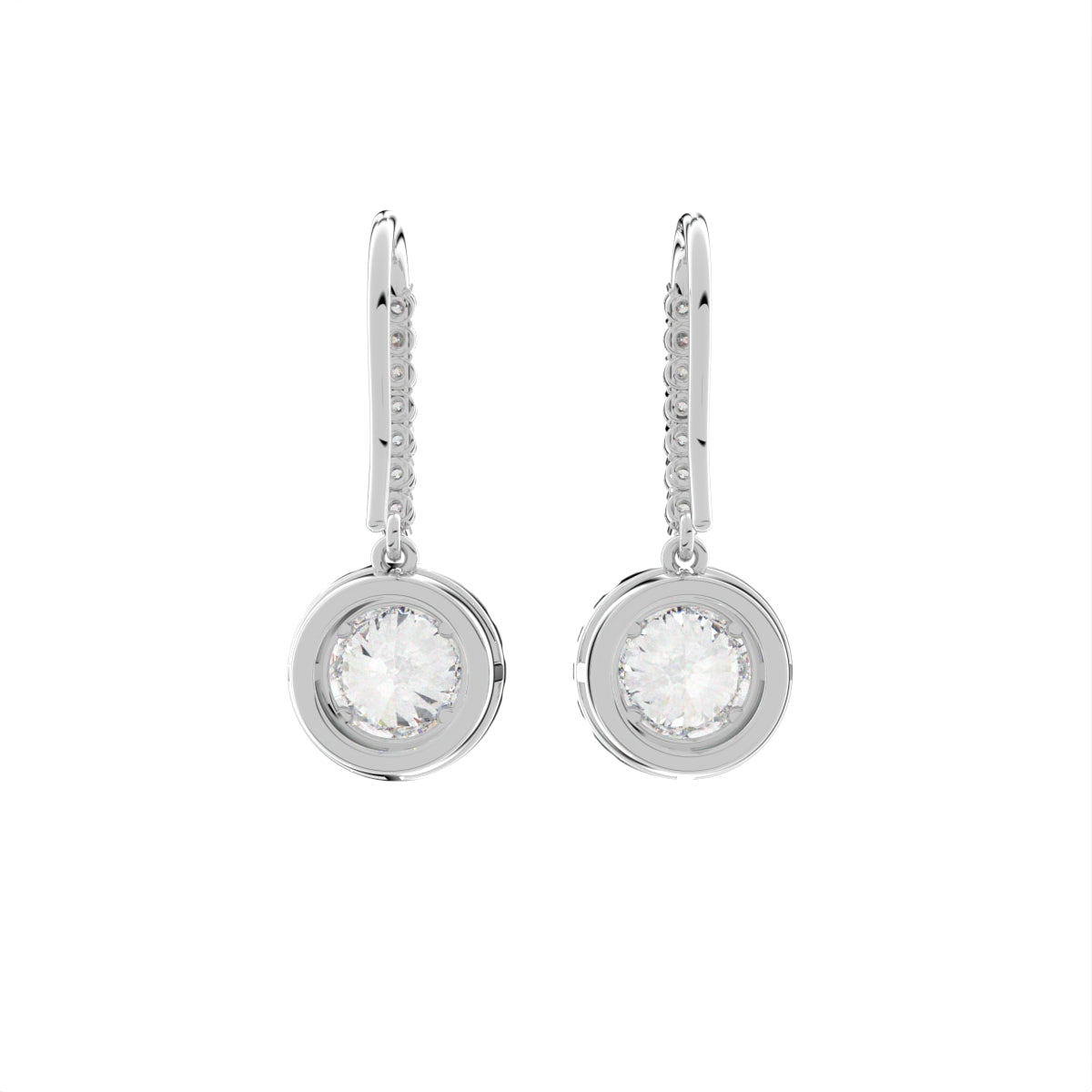 18K Round Diamond Drop Earrings — BACK