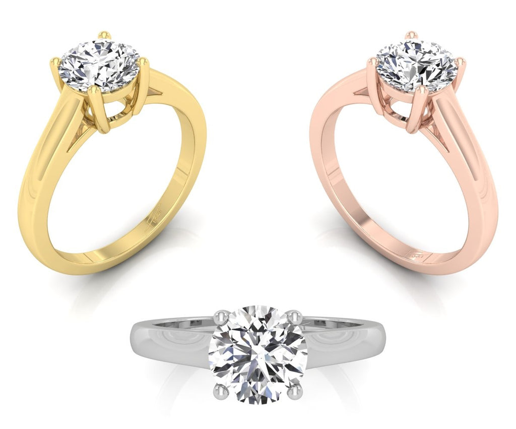 18K Solitaire Diamond Engagement Ring — 3 COLOR