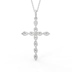 18K Cross Pear Diamond Pendant — BACK