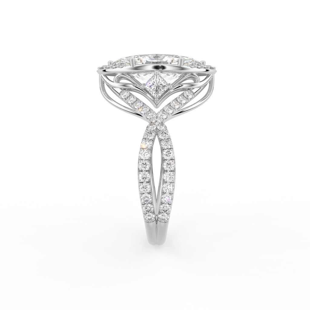 18K Solitaire Marquise Diamond Engagement Ring — SIDE