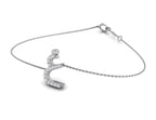 18K White Gold Arabic Alphabet Round Diamond Bracelet — 3D VIEW