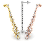18K Round Cluster Diamond Drop Earrings — 3 COLOR