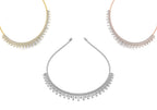 14K White Gold Fringe Diamond Choker Necklace — 3 COLOR