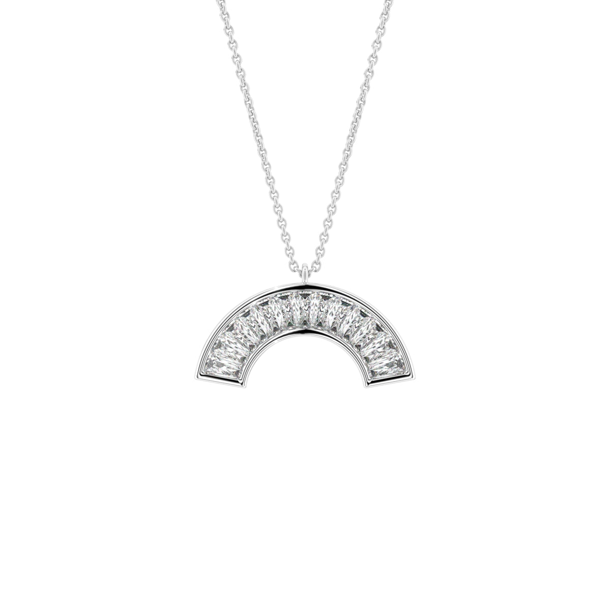 18K Abstract Baguette Diamond Pendant — FRONT