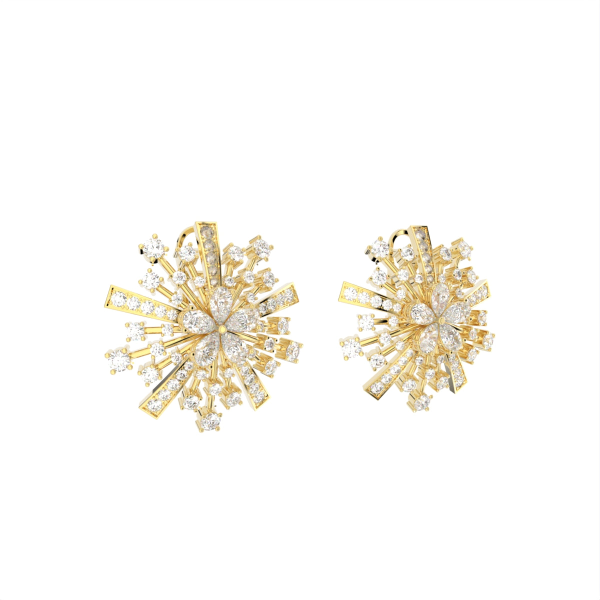 18K Statement Diamond Earrings — 3D VIEW