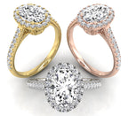 18K Halo Oval Diamond Ring — 3 COLOR