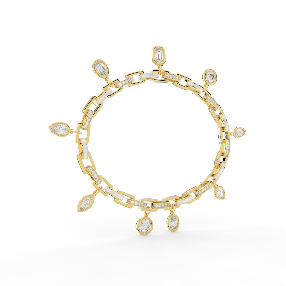 18K Charm Diamond Bracelet — 3D VIEW