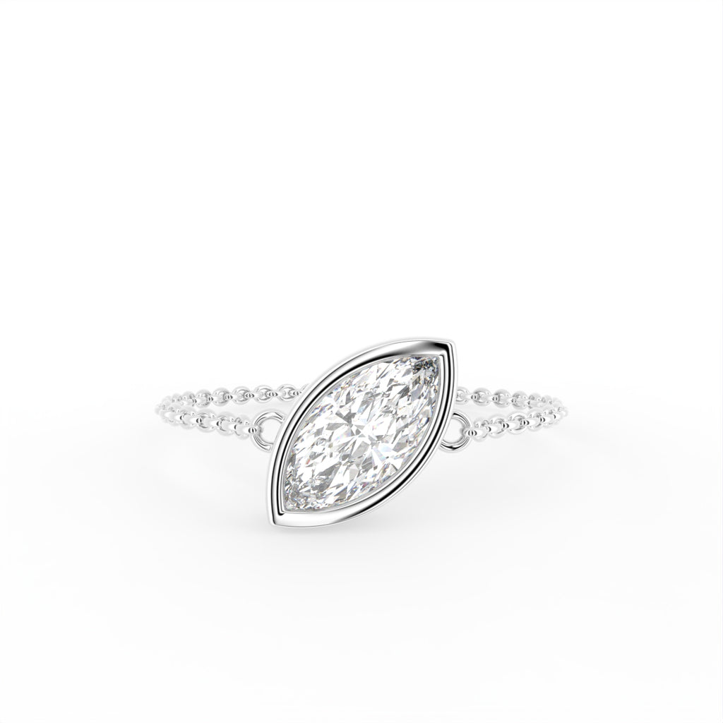 14K Solitaire Marquise Diamond Ring — TOP