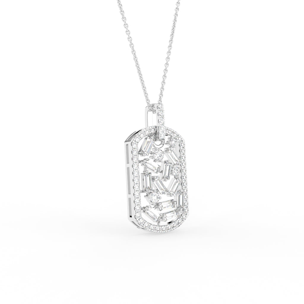 18K Dog Tag Diamond Pendant — 3D VIEW