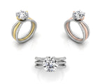 vimg:FJ6267|vimg:FJ3514|18K Two Tone Solitaire Round Diamond Engagement Ring — 3 COLOR