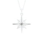 14K Yellow Gold Star Round Diamond Pendant — FRONT