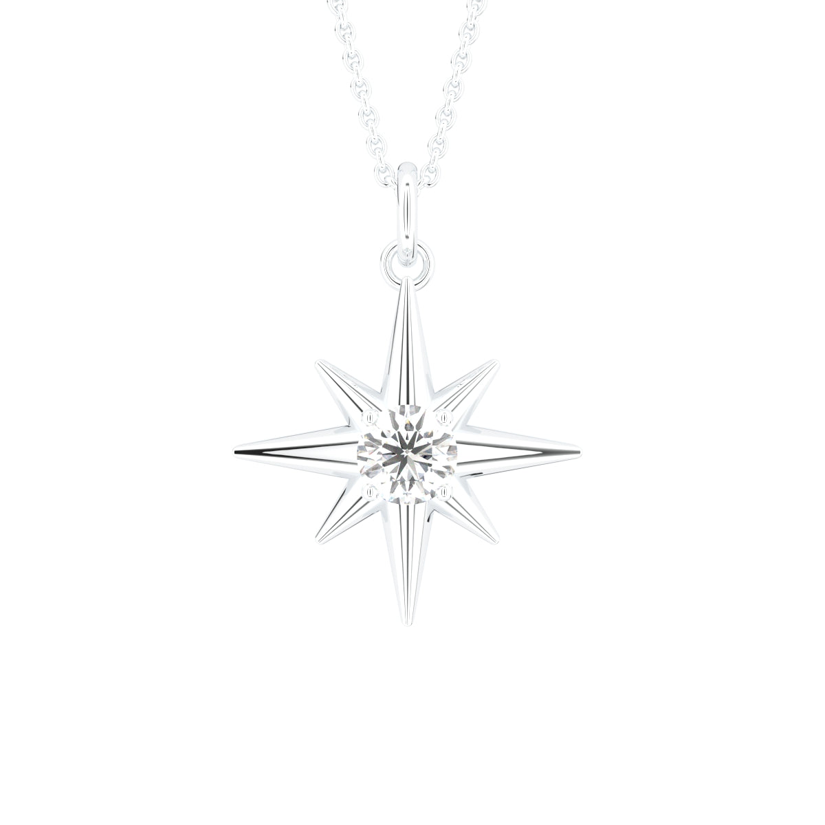 14K Yellow Gold Star Round Diamond Pendant — FRONT