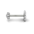 18K Flower Diamond Piercing Earrings — SIDE VIEW