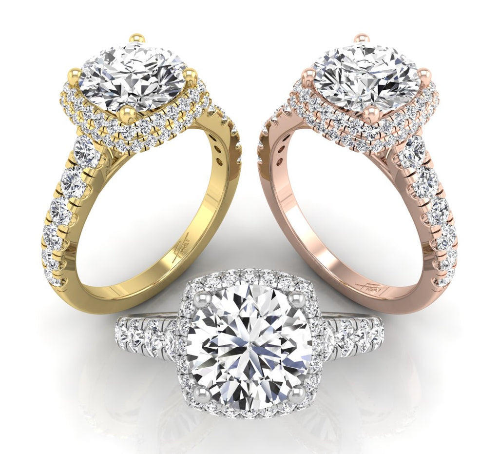 18K Shoulder Set Diamond Ring — 3 COLOR