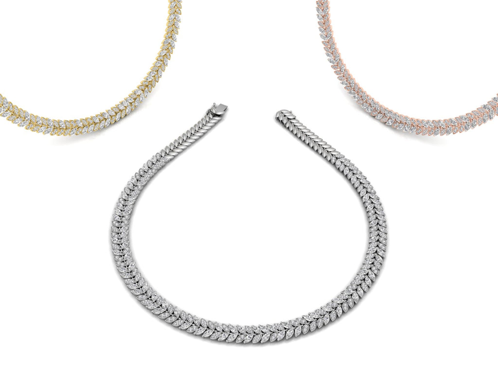 18K Oval Diamond Necklace — 3 COLOR