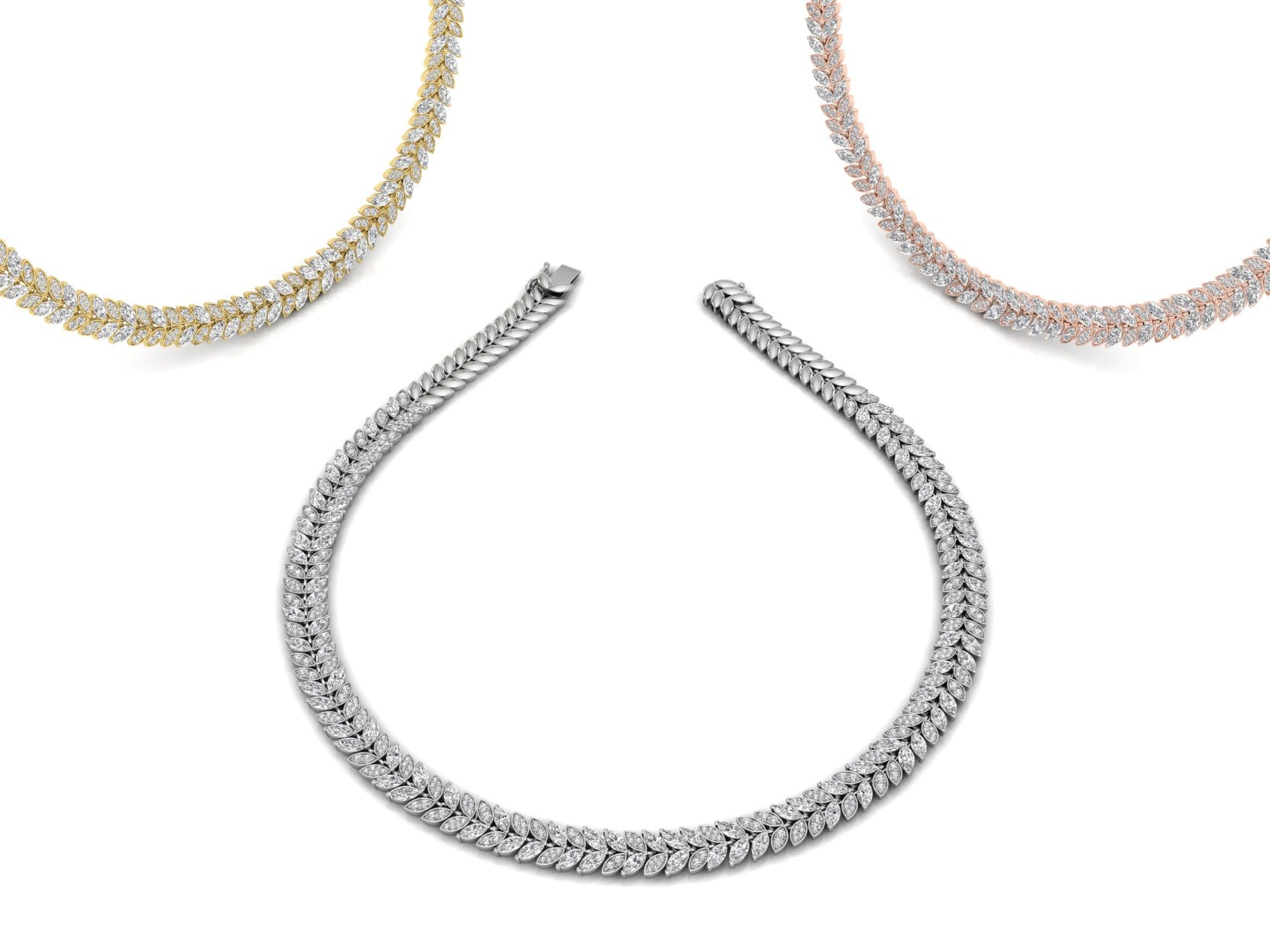 18K Oval Diamond Necklace — 3 COLOR