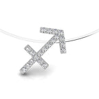 18K White Gold Zodiac Round Diamond Pendant — FRONT