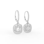 18K Drop Princess Diamond Earrings — 3D VIEW