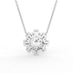 18K White Gold Flower Diamond Pendant — BACK