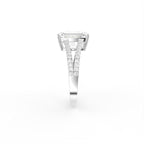 18K White Gold Solitaire Crisscut Emerald Diamond Ring — SIDE