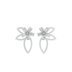 18K Floral Round Diamond Earrings — TOP