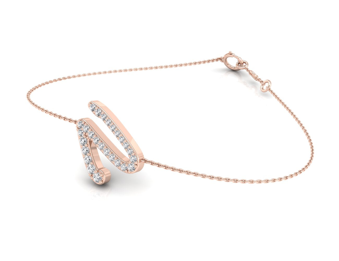 18K Alphabet Diamond Bracelet — 3D VIEW