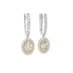 18K Halo Oval Diamond Drop Earrings — 3D VIEW