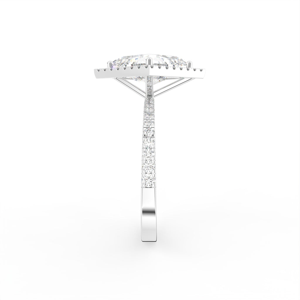 18K White Gold Kite Solitaire Diamond Ring — SIDE