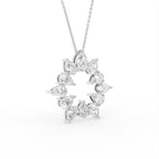 18K Floral Pear Diamond Pendant — 3D VIEW