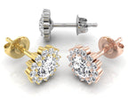 18K Halo Diamond Earrings — 3 COLOR