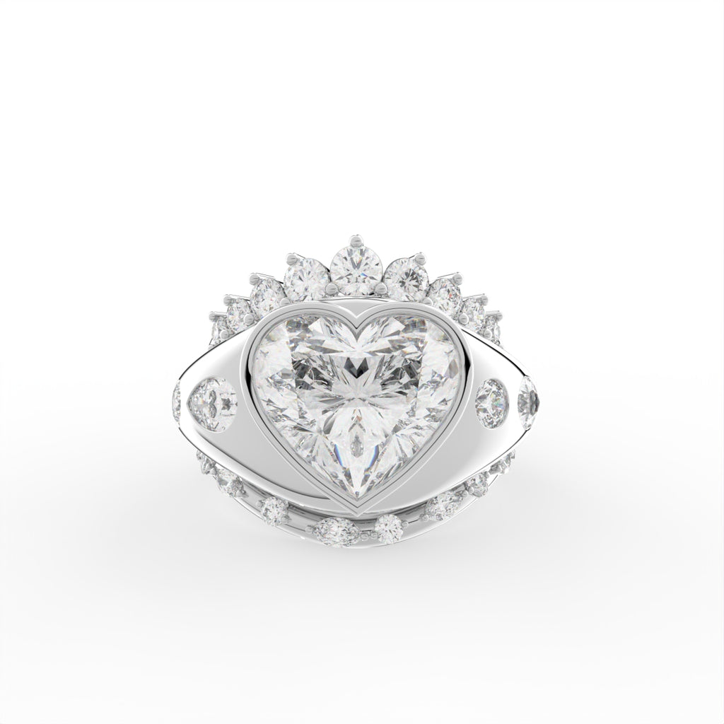 Sterling Silver Heart Diamond Ring — TOP