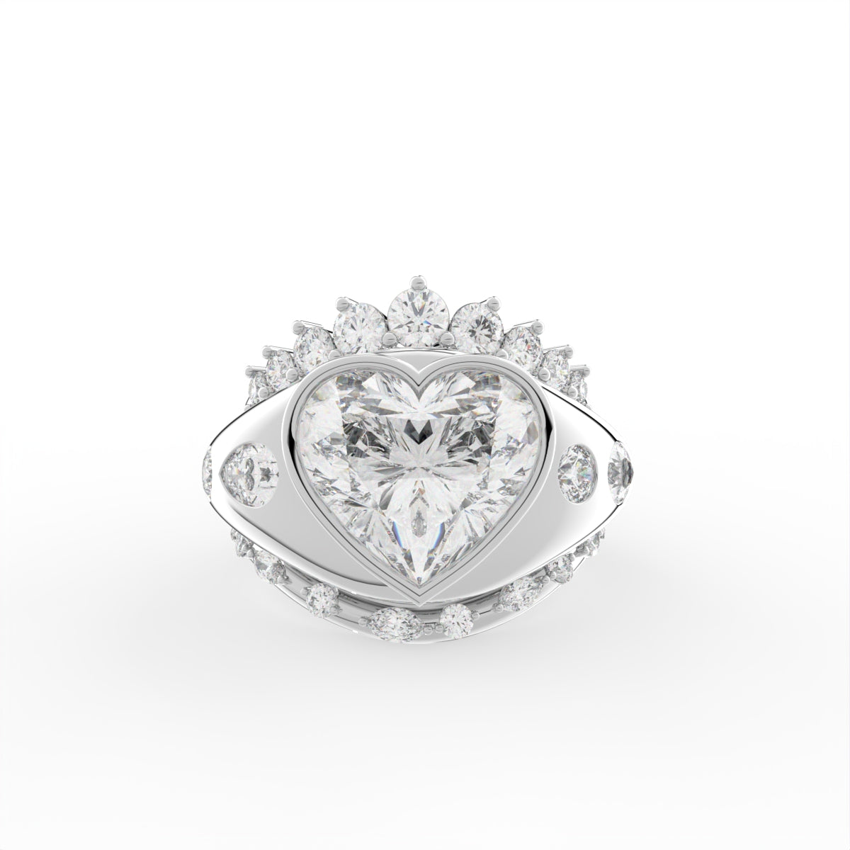 Sterling Silver Heart Diamond Ring — TOP