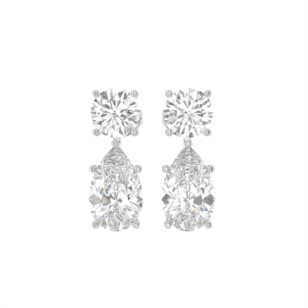 18K White Gold Pear Diamond Drop Earrings — TOP