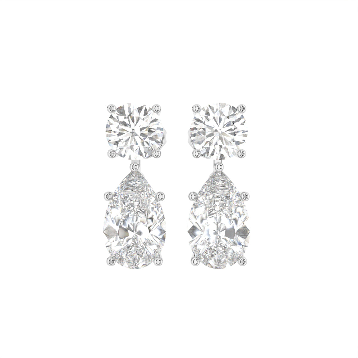 18K White Gold Pear Diamond Drop Earrings — TOP