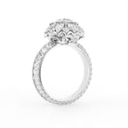 18K White Gold Floral Round Diamond Ring — 3D VIEW