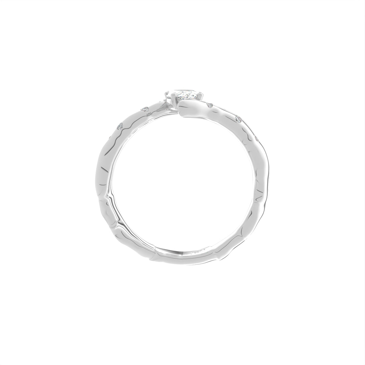 18K White Gold Solitaire Oval Diamond Ring — FRONT