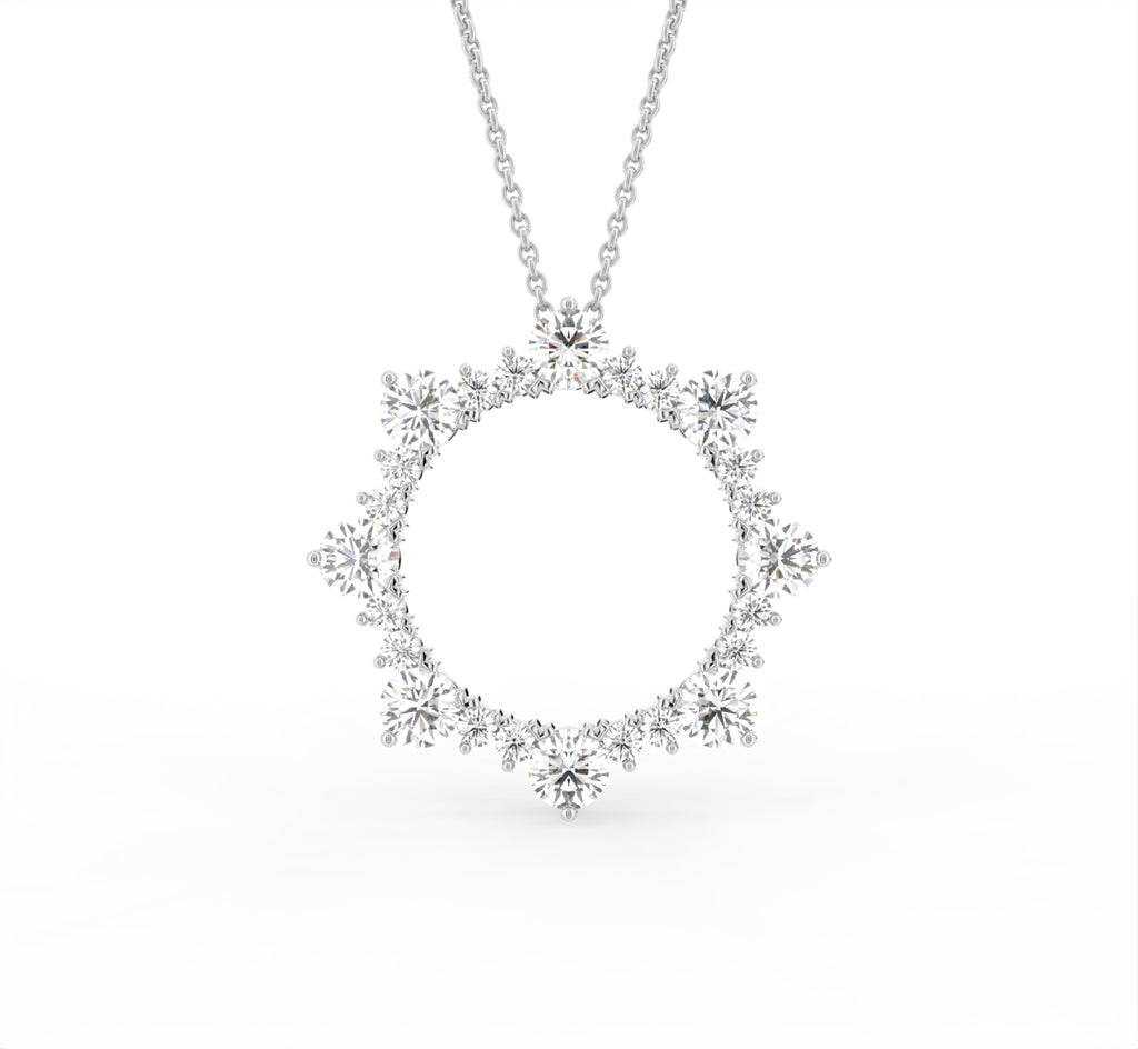 18K Sun Diamond Pendant — FRONT