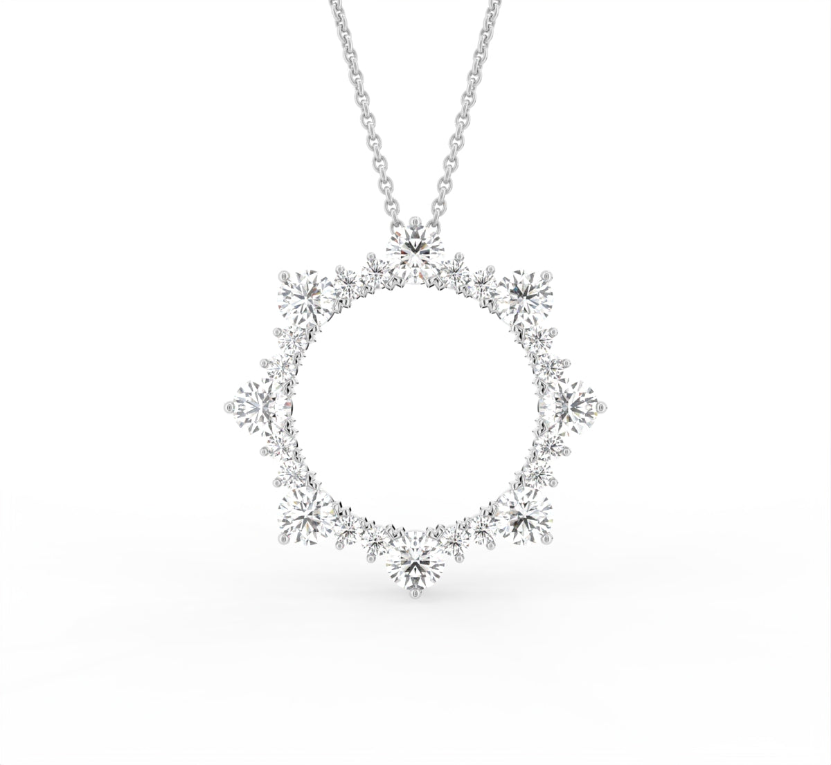 18K Sun Diamond Pendant — FRONT