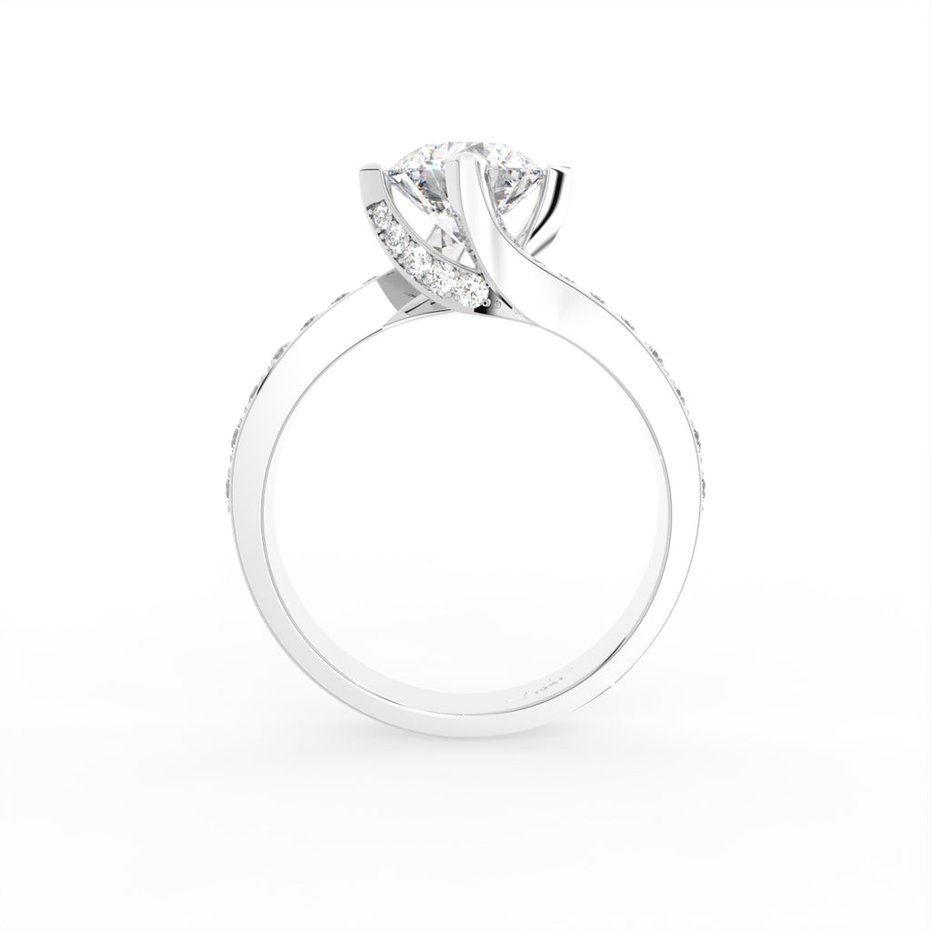 18K Round Diamond Engagement Ring — FRONT