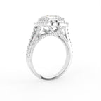 18K Halo Cushion-Cut Solitaire Diamond Ring — 3D VIEW