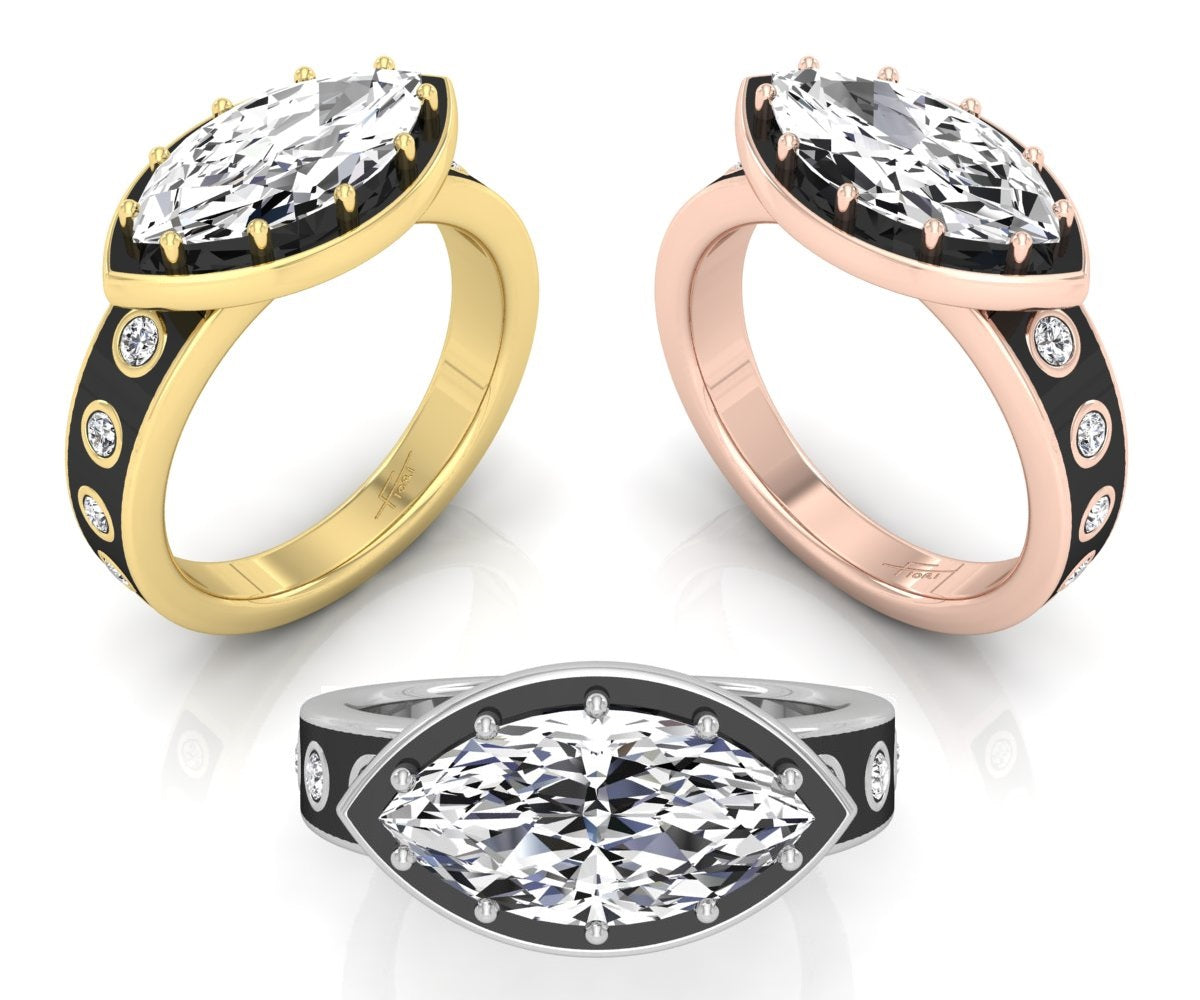18K Bespoke Marquise Diamond Ring — 3 COLOR
