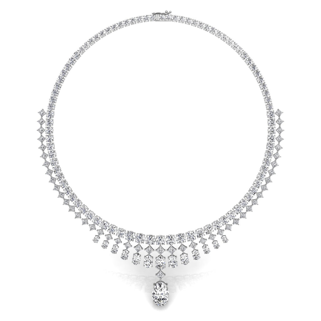 18K Oval Diamond Necklace — TOP