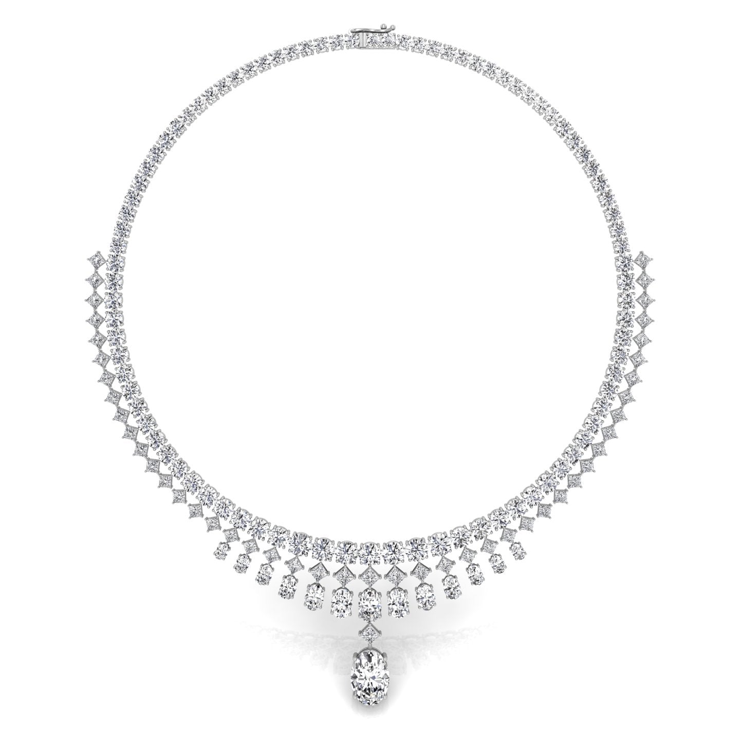 18K Oval Diamond Necklace — TOP