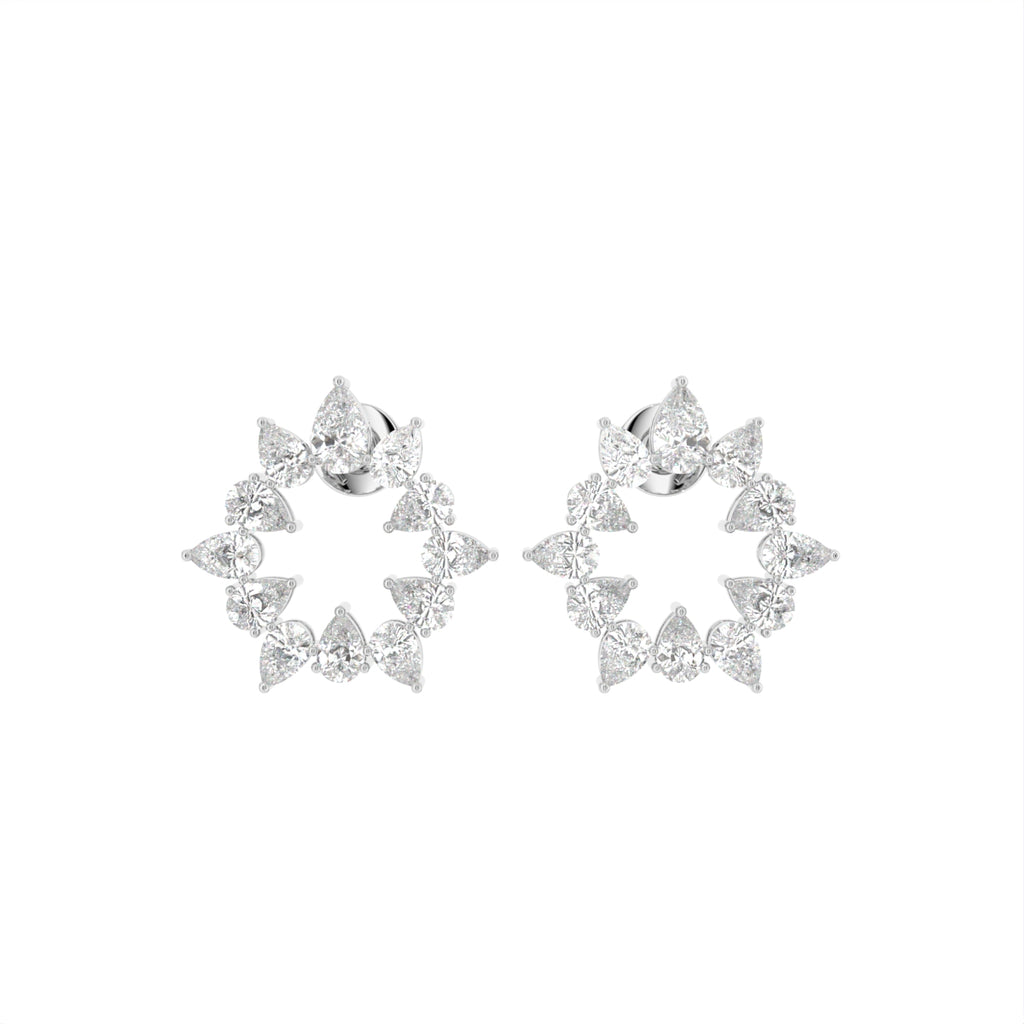 14K White Gold Pear Diamond Earrings — TOP