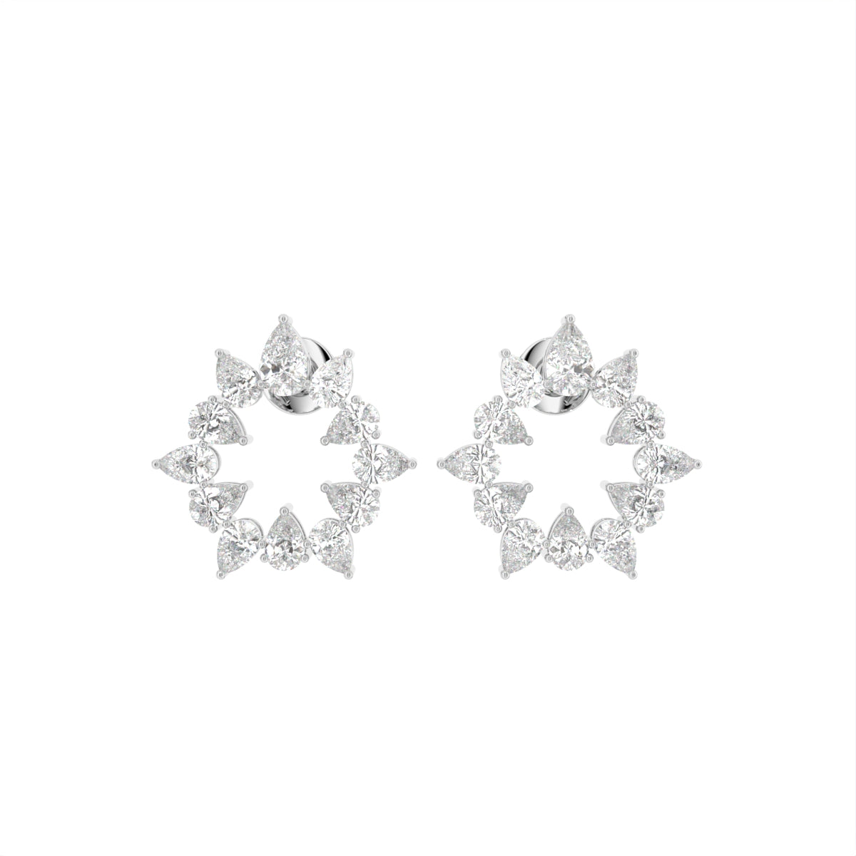 14K White Gold Pear Diamond Earrings — TOP