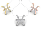 18K White Gold Zodiac Round Diamond Pendant — 3 COLOR