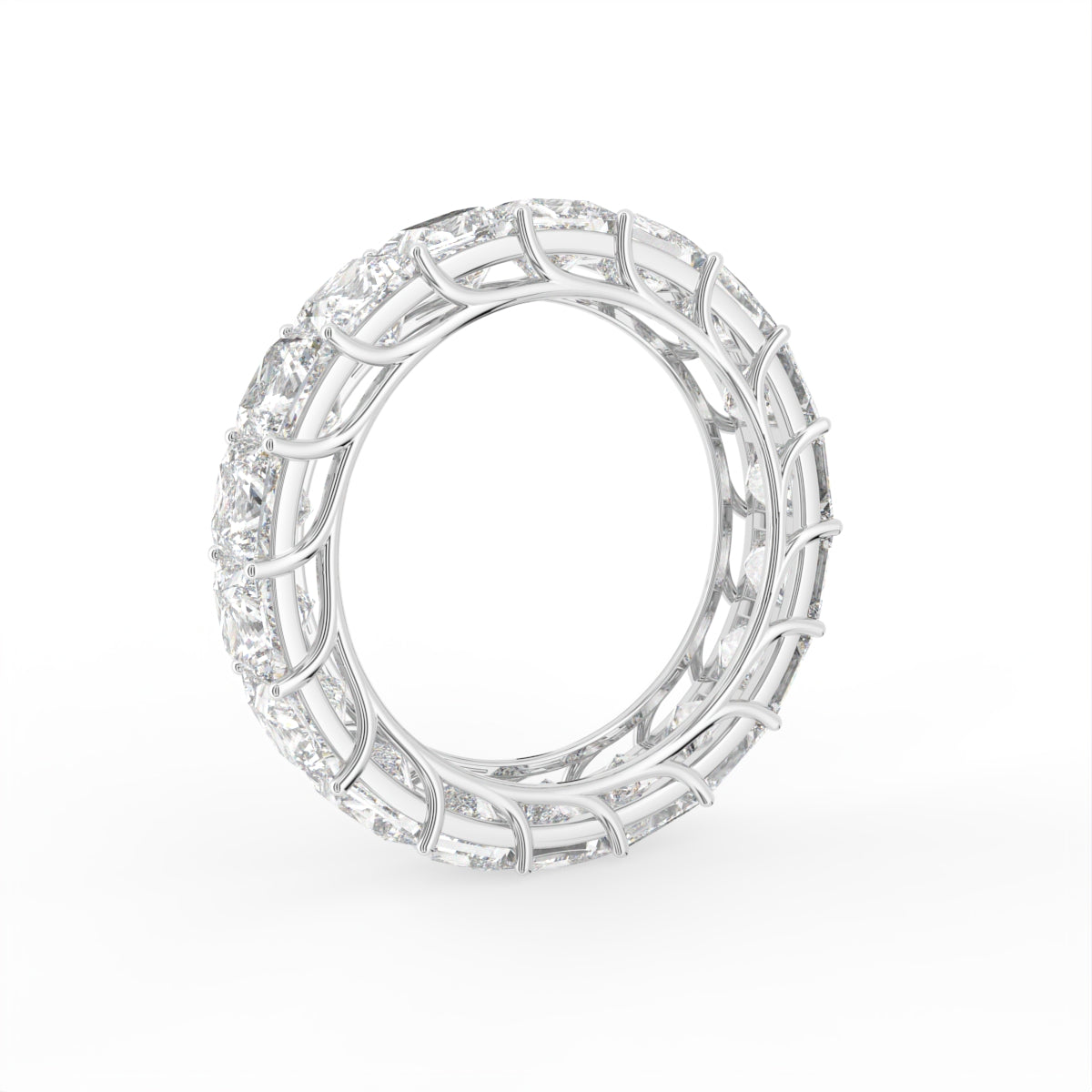 14K White Gold Full Eternity Princess Diamond Ring — 3D VIEW