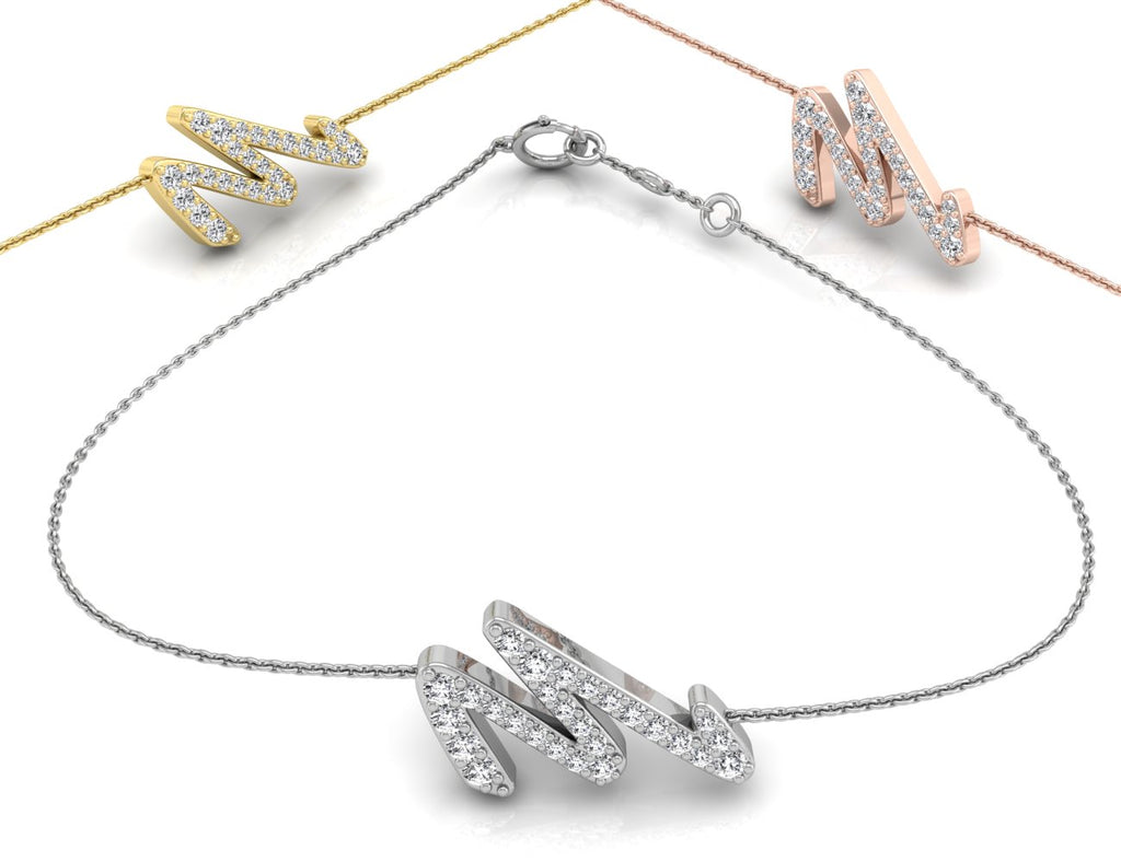 18K Alphabet Diamond Bracelet — 3 COLOR