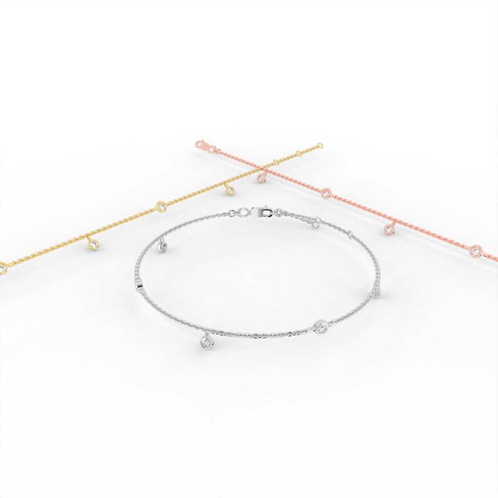 18K Gold Round Diamond Bracelet — 3 COLOR